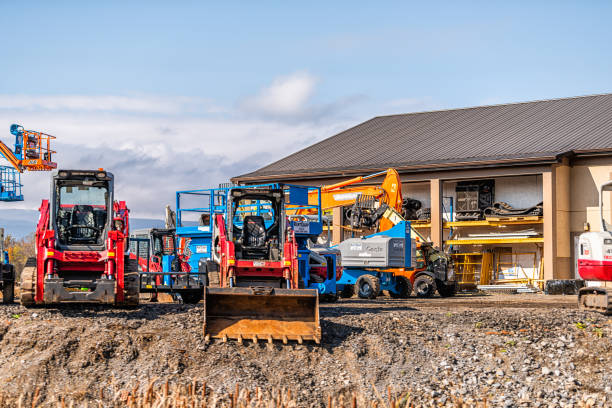 Forklift rental fleet on delivery truck